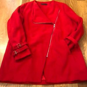 Bright red fashion statement jacket.